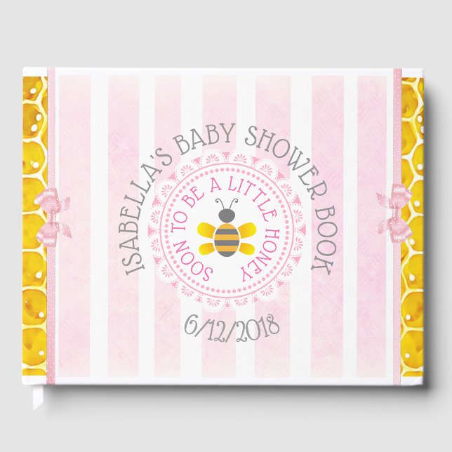 Personlig Rosa bin Bumblebee Baby Shower Bok (Framsida)