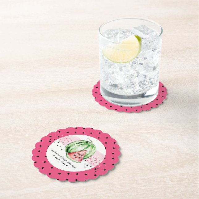 Personlig Rosa Birthday Watermelon Underlägg Papper (Insitu)