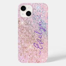 Personlig rosa blå glitter