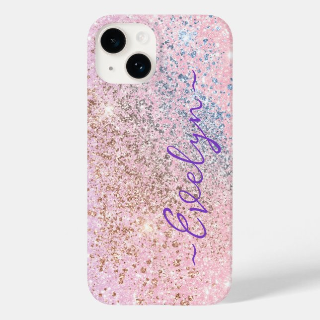 Personlig rosa blå glitter (Baksida)