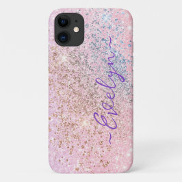 Personlig rosa blå glitter