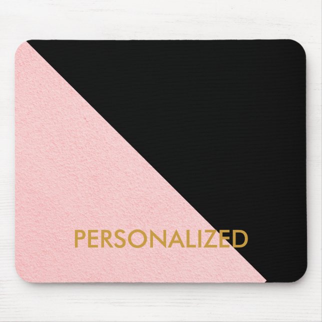 Personlig Rosa & Black Abstrakt Mönster Musmatta (Framsidan)