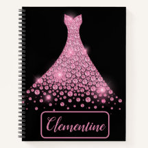 Personlig Rosa Black Glitter Gown Sketchbook