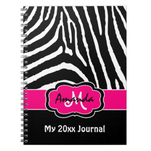 Personlig Rosa Black White Zebra Rand Journal Anteckningsbok