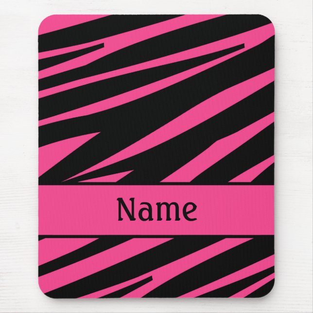 Personlig Rosa Black Zebra tryck Mousepad Musmatta (Framsidan)