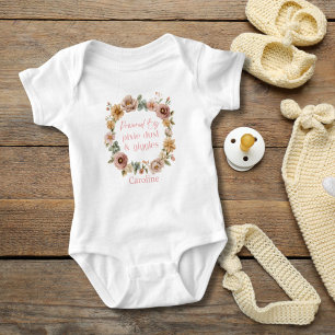 Personlig Rosa Blommig Bebis Flickpresent T Shirt