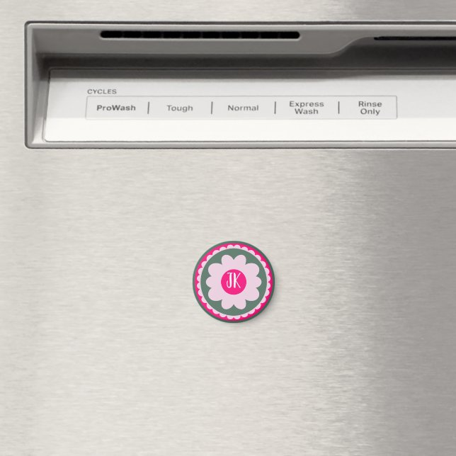 Personlig rosa blommig magnet (In Situ (Dishwasher))