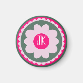 Personlig rosa blommig magnet