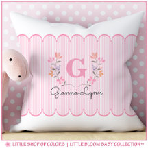 Personlig Rosa Blommig Monogram Babyklänning