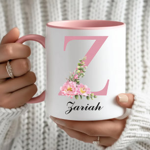 Personlig Rosa Blommig Muggpresent till Brudtjejer Mugg