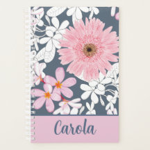 Personlig rosa blommig planerare
