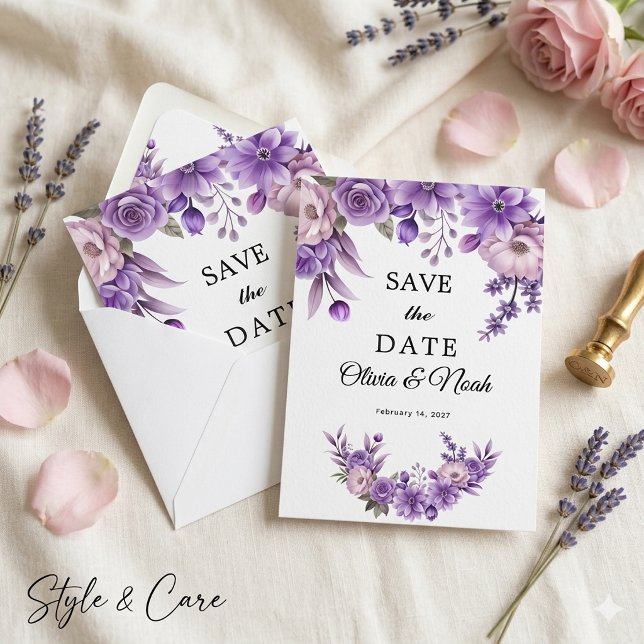 Personlig rosa blommig Spara datum-kort Datumet (Personalized Pink Floral Save The Date Card)