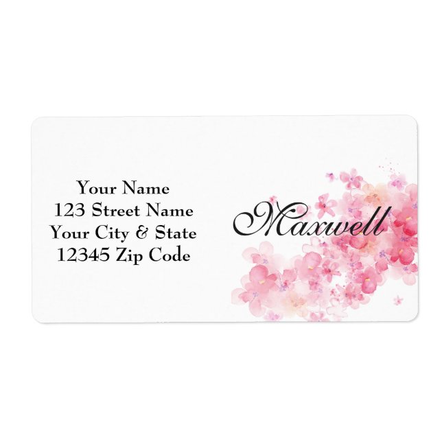 Personlig rosa blommigt-adressetiketter fraktsedel (Framsidan)