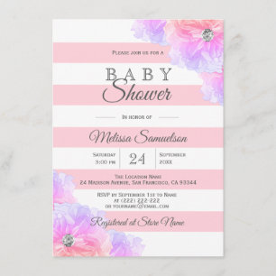 Personlig  Rosa Blommigt BABY Shower Inbjudningar