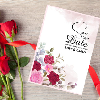 Personlig Rosa Blommigt Bröllopsinbjudan Tack Kort