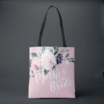Personlig rosa blommigt budens mamma tygkasse<br><div class="desc">botaniska blommigtar med vattenfärg och grönt i mjuk  rosa och marin blått,  med anpassadet "budens mamma"-skript och eget namn på baksidan,  eleganten och romantiska,  underbarare personlig-gåvor för budens mamma.</div>