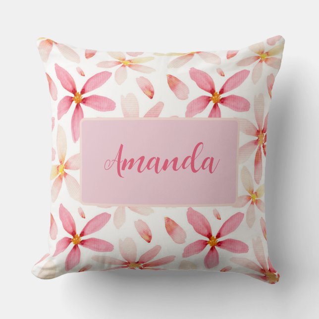 Personlig Rosa Blommigt Dekorativ kudde (Framsida)