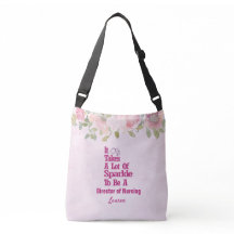 Personlig Rosa Blommigt DON Nurse Crossbody Bag