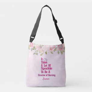 Personlig Rosa Blommigt DON Nurse Crossbody Bag Axelväska