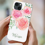 Personlig Rosa Blommigt för vattenfärg<br><div class="desc">Denna söt telefonväska dekoreras med en vattenfärgad bukett av ro och löv i nyans av rosa, korall och grönt. En textmall ingår för att anpassa den här designen med ditt namn eller monogram skapar det här telefonärendet unikt för dig. Eftersom vi skapar vår egen teckning kommer du inte att hitta...</div>