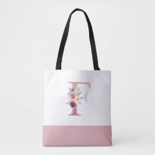Personlig Rosa Blommigt Monogram Brev F Tygkasse
