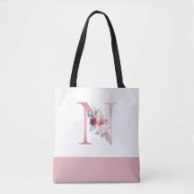 Personlig Rosa Blommigt Monogram Brev N
