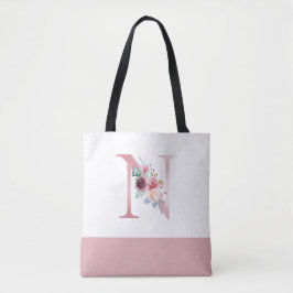 Personlig Rosa Blommigt Monogram Brev N Tygkasse