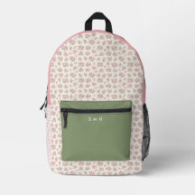 Personlig Rosa Blommigt och Gingham Backpack