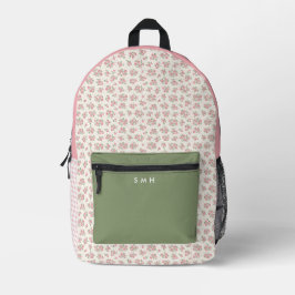 Personlig Rosa Blommigt och Gingham Backpack