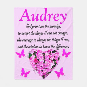 PERSONLIG ROSA BLOMMIGT SERENITY PRAYER BLANKET FLEECEFILT
