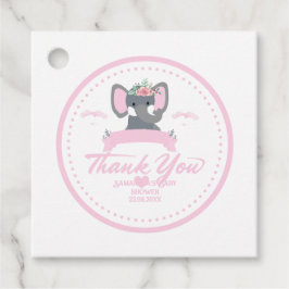 Personlig Rosa blommigt söt Elephant Baby Shower Gåvor Etiketter