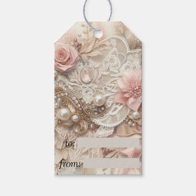 Personlig Rosa Blommigtar i Elfenbenskusten Presentetikett (Framsidan)