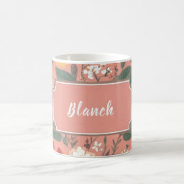 Personlig Rosa Blommönster Kaffe Mugg