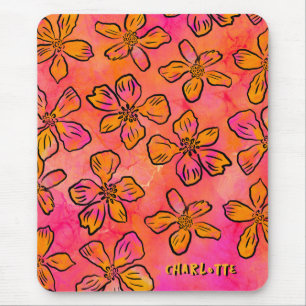 Personlig rosa blomster Pop Art Musmatta