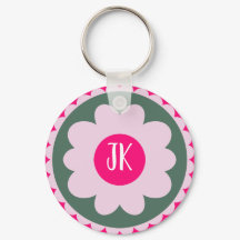 Personlig rosa blomsternyckelring | One Owl Artist