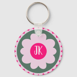 Personlig rosa blomsternyckelring | One Owl Artist Nyckelring