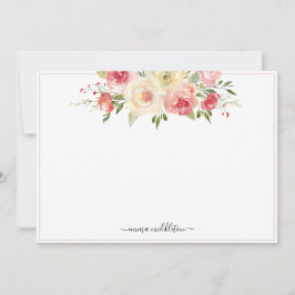 Personlig Rosa Blooms Watercolor Blommigt Anteckningskort