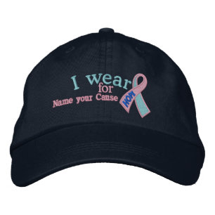 Personlig Rosa Blue Hope Cancer menyflikstext Broderad Keps