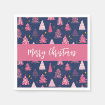 Personlig Rosa Blue Julgran Mönster