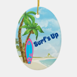 Personlig Rosa Blue Surfboard Surfboard Surfande j Julgransprydnad Keramik