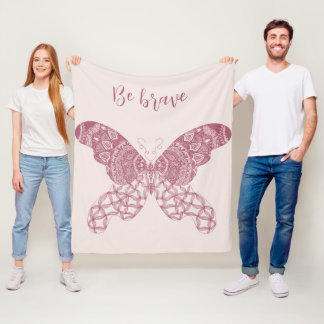 Personlig Rosa Boho Butterfly Fleecefilt