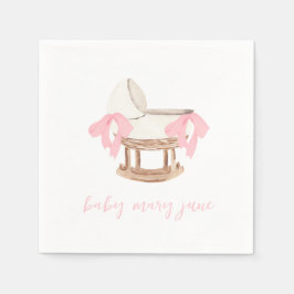 Personlig Rosa Bow Baby Shower Napkins Pappersservett