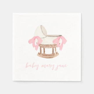 Personlig Rosa Bow Baby Shower Napkins Pappersservett
