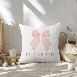 Personlig Rosa Bow Blommigt Baby Kudde