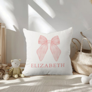 Personlig Rosa Bow Blommigt Baby Kudde