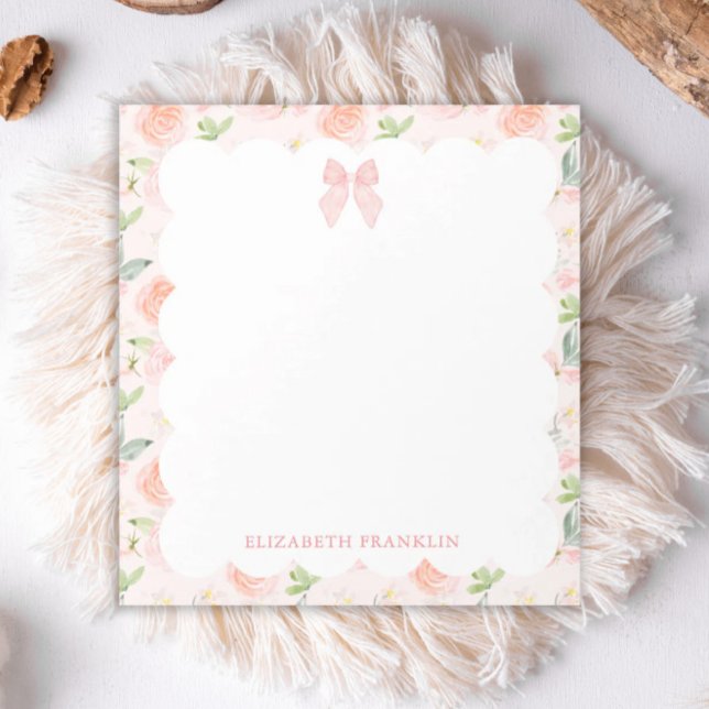 Personlig Rosa Bow Blommigt Baby Stationery Anteckningsblock (Skapare uppladdad)