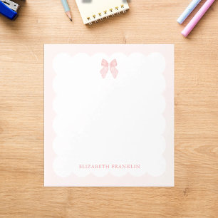 Personlig Rosa Bow Bow Coquette Aesthetic Anteckningsblock