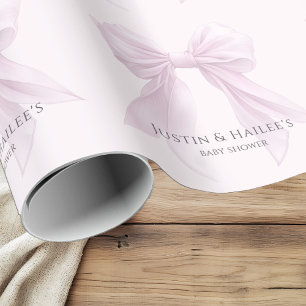 Personlig Rosa Bow Girl Coquette Baby Shower Presentpapper