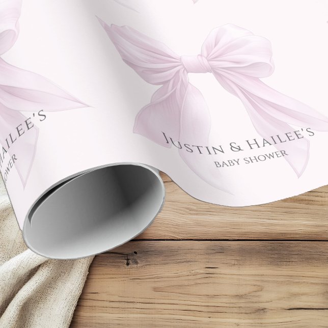 Personlig Rosa Bow Girl Coquette Baby Shower Presentpapper (Skapare uppladdad)