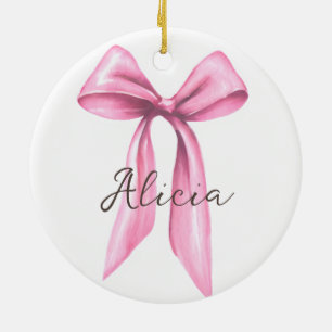 Personlig Rosa Bow Julgransprydnad Keramik